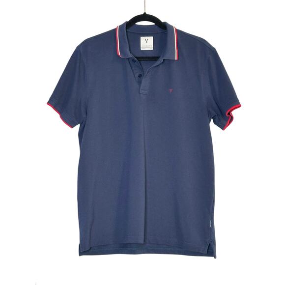 Van Heusen blue red trim slim fit short sleeves polo shirt size XL - Picture 6 of 10